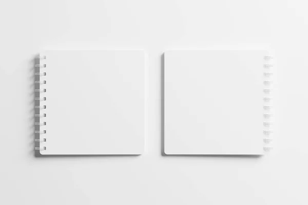 Square Spiral Notebook Rendering White Blank Mockup Design Presentation — 스톡 사진