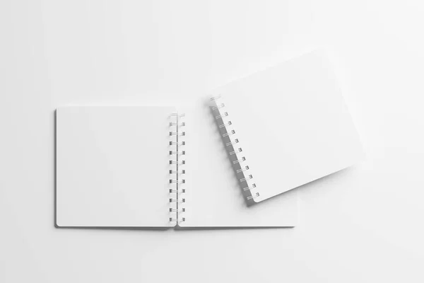 Square Spiral Notebook Renderelés White Blank Mockup Design Bemutató — Stock Fotó