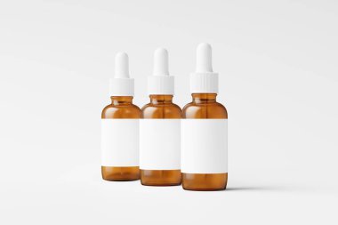 Amber Cam Düşüren Şişe 3D Tasarım Sunumu için Beyaz Boş Yapılandırma Modeli