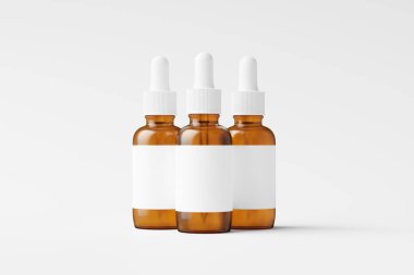 Amber Cam Düşüren Şişe 3D Tasarım Sunumu için Beyaz Boş Yapılandırma Modeli