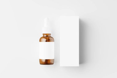 Amber Cam Düşüren Şişe 3D Tasarım Sunumu için Beyaz Boş Yapılandırma Modeli