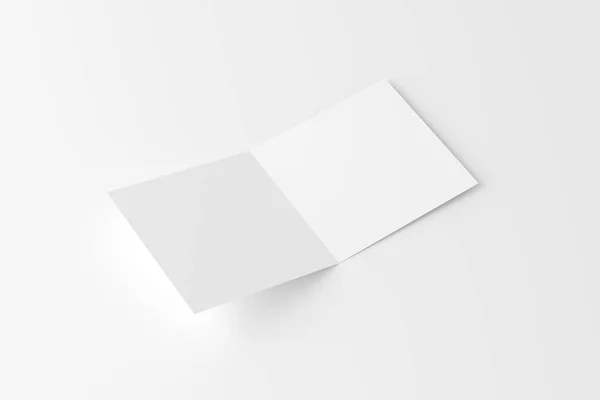 Cartão Convite Dobrado Quadrado Com Envelope Branco Branco Renderização Mockup — Fotografia de Stock