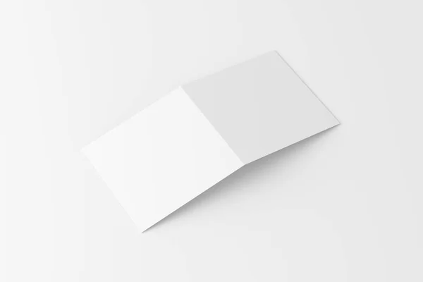 Négyzet Hajtogatott Meghívó Kártya Boríték Fehér Üres Renderelés Mockup Design — Stock Fotó