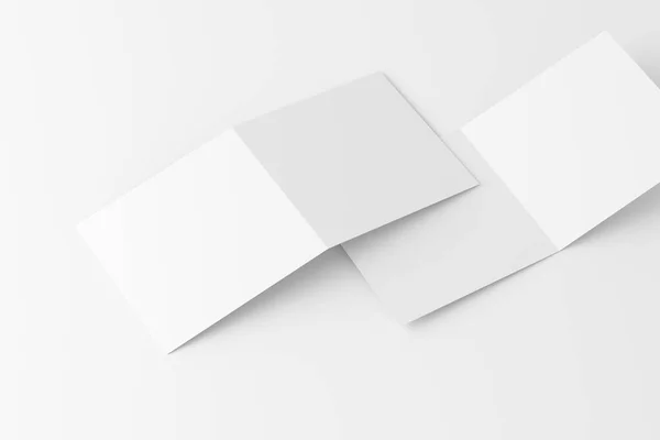 Квадратна Картка Складеними Запрошеннями Конвертом White Blank Rendering Mockup Презентації — стокове фото