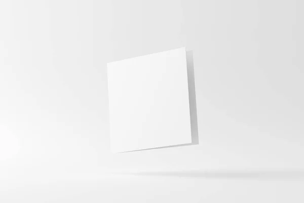 Τετραγωνική Διπλωμένη Προσκλητήρια Κάρτα Φάκελο Λευκό Κενό Απόδοση Mockup Για — Φωτογραφία Αρχείου
