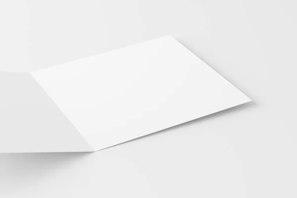 Cartão Convite Dobrado Quadrado Com Envelope Branco Branco Renderização Mockup — Fotografia de Stock