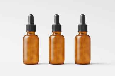 Amber Cam Düşüren Şişe 3D Tasarım Sunumu için Beyaz Boş Yapılandırma Modeli