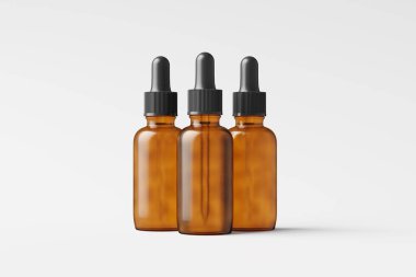 Amber Cam Düşüren Şişe 3D Tasarım Sunumu için Beyaz Boş Yapılandırma Modeli