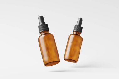 Amber Cam Düşüren Şişe 3D Tasarım Sunumu için Beyaz Boş Yapılandırma Modeli