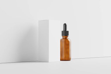 Amber Cam Düşüren Şişe 3D Tasarım Sunumu için Beyaz Boş Yapılandırma Modeli