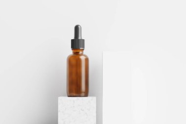 Amber Cam Düşüren Şişe 3D Tasarım Sunumu için Beyaz Boş Yapılandırma Modeli