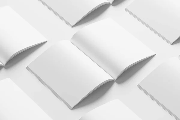 US Letter Size Magazine Brochure 3D Rendering White Blank Mockup For Design Presentation