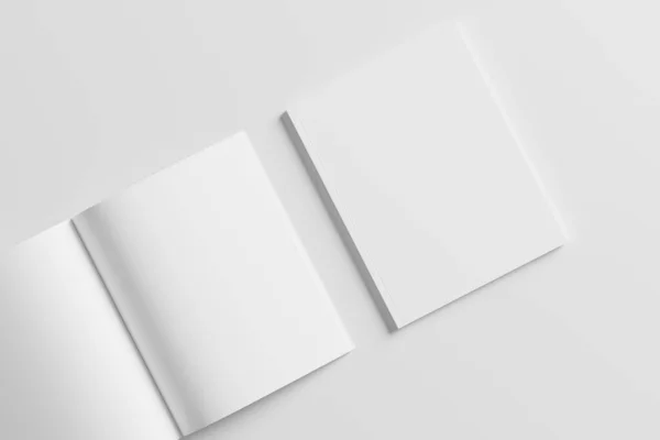 美国信件尺寸杂志小册子3D渲染白色空白模型设计演示 — 图库照片