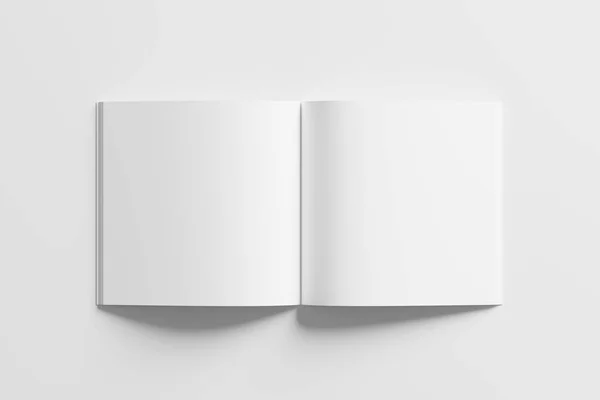 Square Magazine Broschyr Rendering White Blank Mockup För Design Presentation — Stockfoto