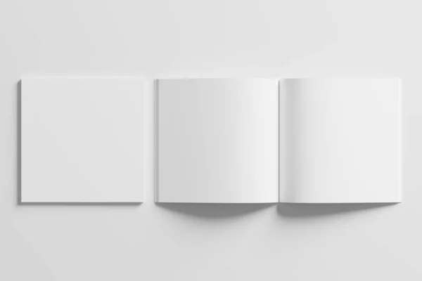 Square Magazine Brochure Rendering White Blank Mockup Voor Design Presentatie — Stockfoto