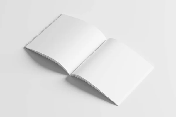 スクエアマガジンパンフレットデザインプレゼンテーションのための3Dレンダリングホワイトブランクモックアップ — ストック写真