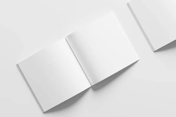 Square Magazine Broschyr Rendering White Blank Mockup För Design Presentation — Stockfoto