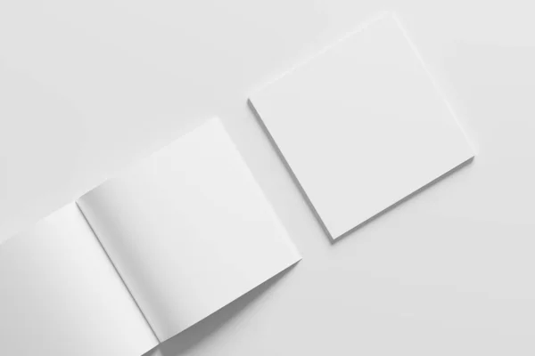 Revista Quadrada Brochura Renderização Branco Blank Mockup Para Apresentação Design — Fotografia de Stock