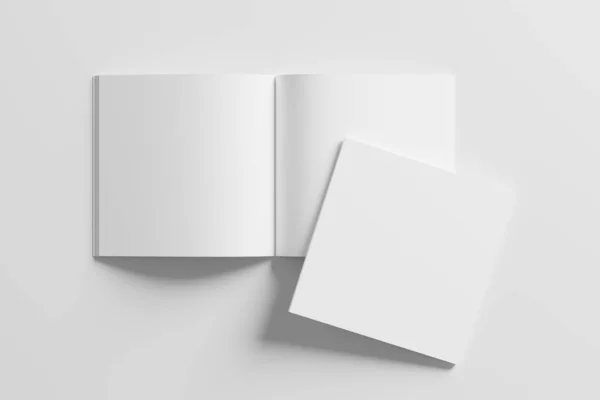 Square Magazine Broszura Rendering White Blank Mockup Design Prezentacja — Zdjęcie stockowe