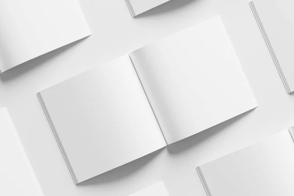 Square Magazine Brochure Rendering White Blank Mockup Design Presentation — Stock Photo, Image