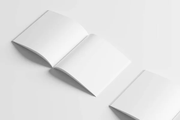 Square Magazine Brochure Rendering White Blank Mockup Design Presentation — 스톡 사진