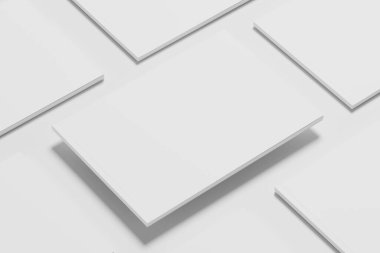 A4 Peyzaj Yatay Dergi Broşürü 3D Tasarım Sunumu için Beyaz Boş Tasarım Modeli