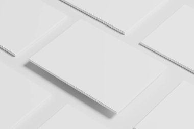 A4 Peyzaj Yatay Dergi Broşürü 3D Tasarım Sunumu için Beyaz Boş Tasarım Modeli