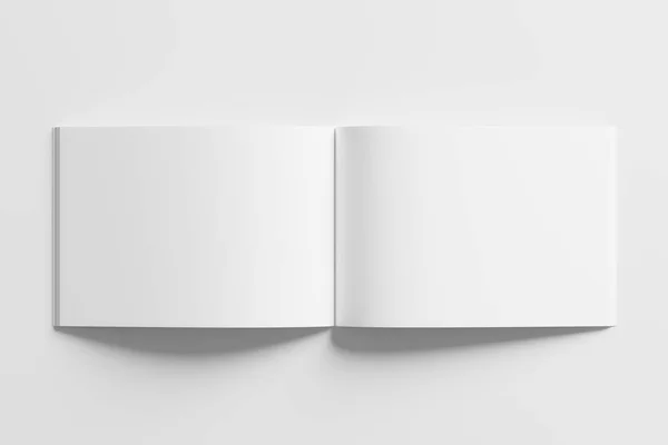 Landschap Horizontaal Tijdschrift Brochure Rendering White Blank Mockup Voor Design — Stockfoto