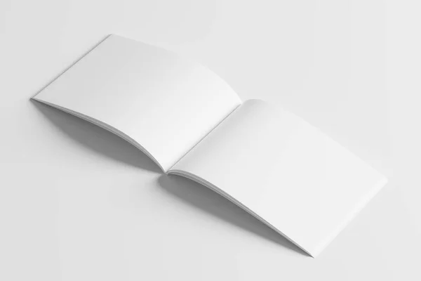 Landscape Horizontal Magazine Brochure Rendering White Blank Mockup Design Presentation — Stock fotografie