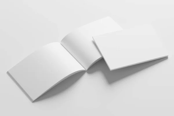 Landscape Horizontal Magazine Brochure Rendering White Blank Mockup Design Presentation — 스톡 사진