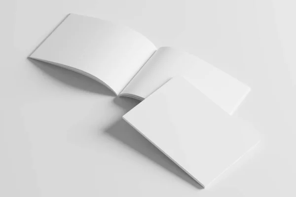 Landscape Horizontal Magazine Brochure Rendering White Blank Mockup Design Presentation — 스톡 사진