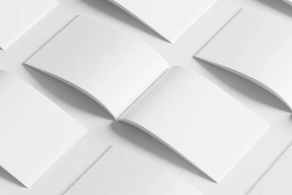 A4 Peyzaj Yatay Dergi Broşürü 3D Tasarım Sunumu için Beyaz Boş Tasarım Modeli