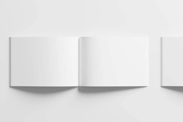 Paisaje Horizontal Revista Folleto Representación Blanco Blanco Mockup Para Diseño — Foto de Stock