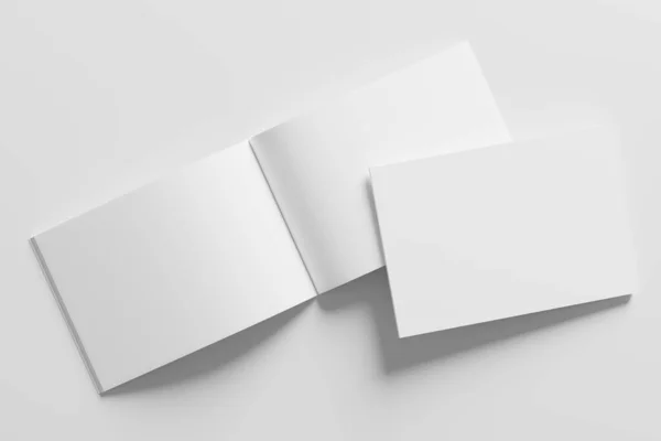 Landschap Horizontaal Tijdschrift Brochure Rendering White Blank Mockup Voor Design — Stockfoto