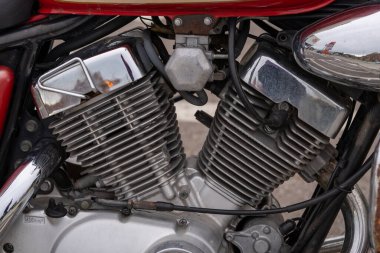 Moto V type engine detailed shot clipart
