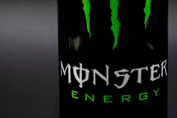 Lloret Mar Spain 2021 Dark Can Monster Energy Brand Energy — Stock Photo, Image