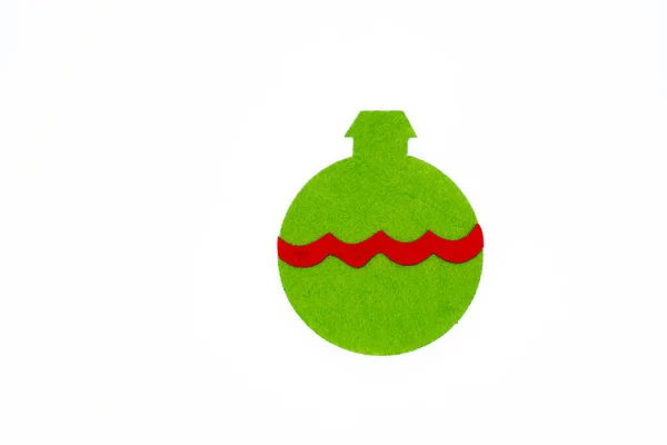 Handmade Christmas Flat Toy Form Green Ball Red Wavy Line — Stock Photo, Image