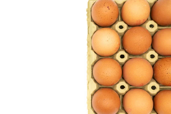 Huevos Pollo Caja Huevos Ordenados Con Espacio Para Copiar —  Fotos de Stock