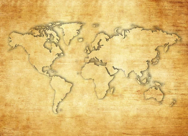 Papirüs kağıdı dünya haritası — Stok fotoğraf
