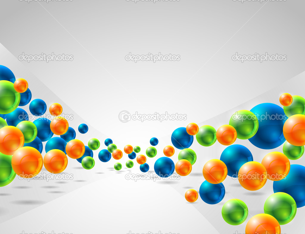 abstract vector background with blue orange and green spheres