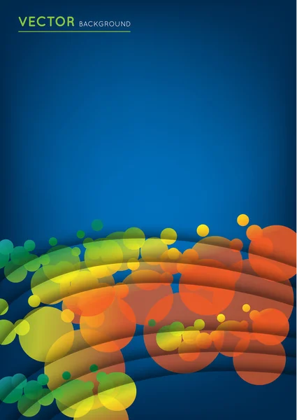 Abstracte blauwe achtergrond met kleurrijke cirkels — Stockvector