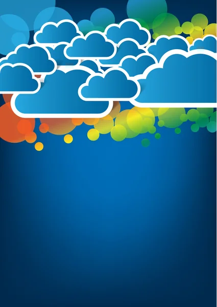 Fondo abstracto con círculos coloridos y nubes — Vector de stock