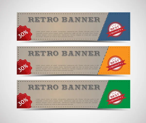 Abstracte retro banners met badges, etiketten — Stockvector