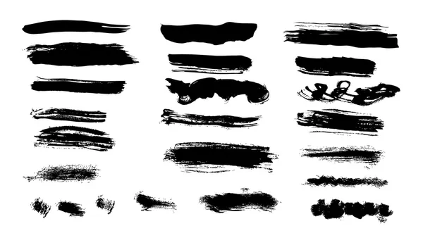 Collection of abstract isolated black brush strokes — Stock Vector