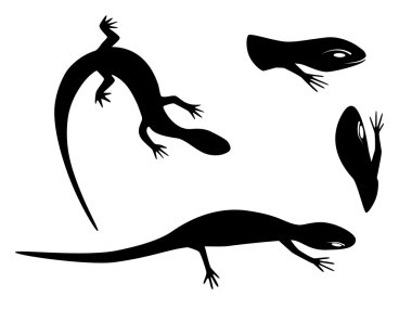 soyut el çekilmiş kertenkele silhouettes