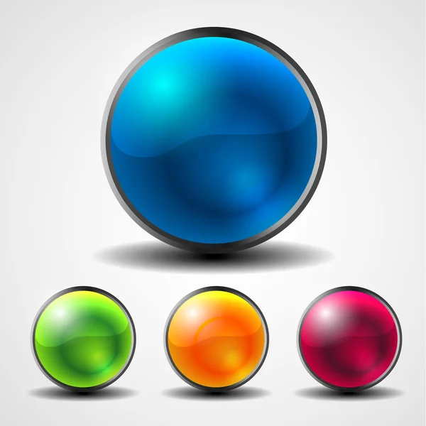 Abstrait bouton cercle brillant avec bordure en acier — Image vectorielle