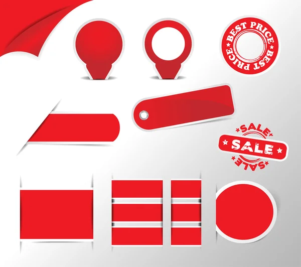 Pegatinas rojas, etiquetas, colección de etiquetas — Vector de stock