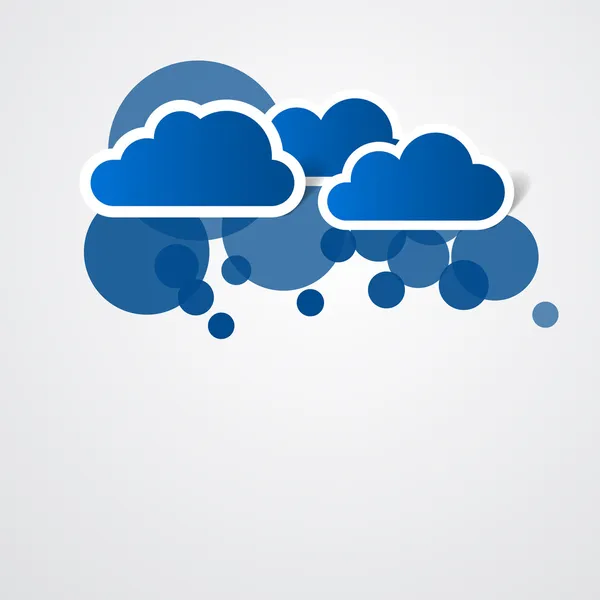 Fundo abstrato azul com nuvens e círculos — Vetor de Stock