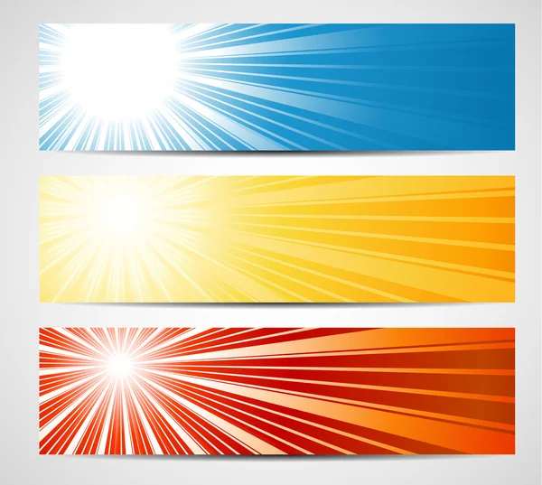 Abstracte banners met zonnestralen — Stockvector