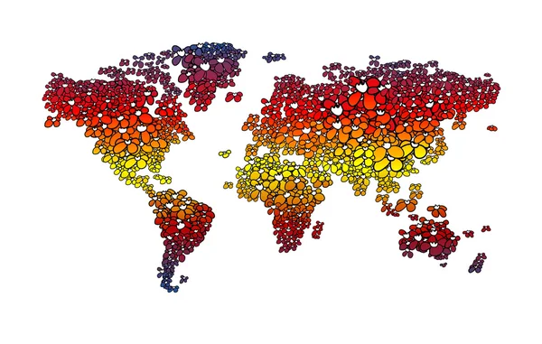 Abstracte wereldkaart gemaakt met kleurrijke bloemen — Stockvector